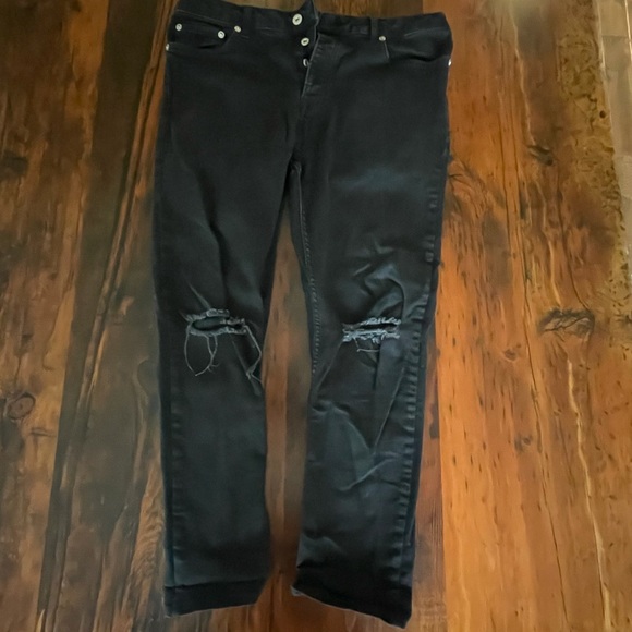 Topman Men's Black Jeans Distressed Size 36 - Picture 3 of 12